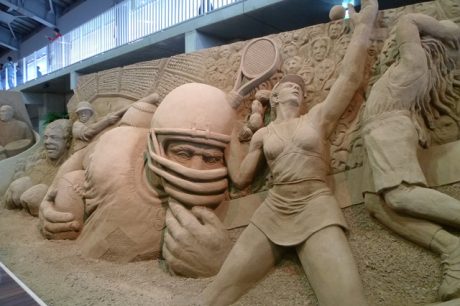 アメリカを題材として砂のオブジェ