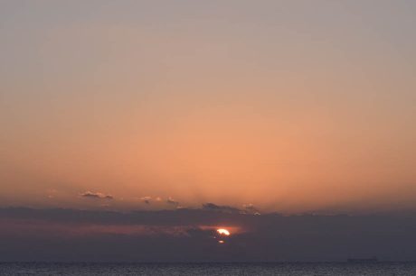 海辺で初日の出を見る。