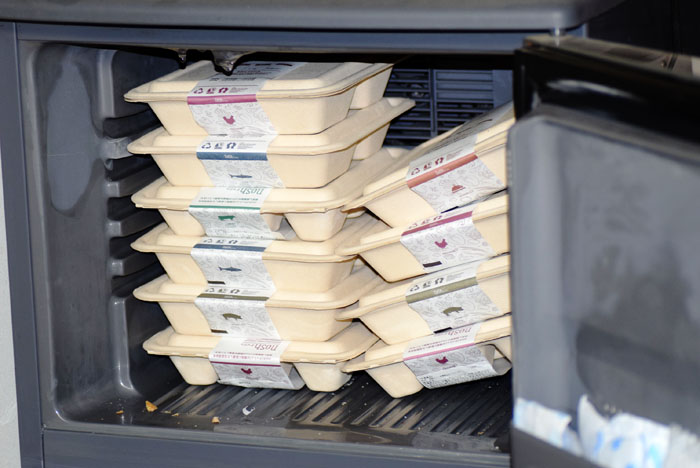 10食分のランチを小さな冷凍庫に納めるとこんな感じです。